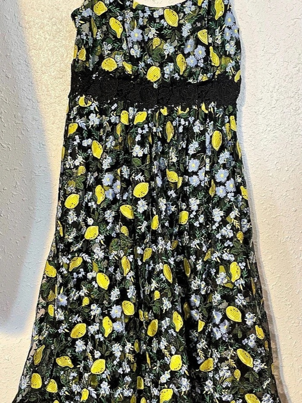 Diane von Furstenberg Freeda Lemons Collage Dress Floral Mini Dress Black &